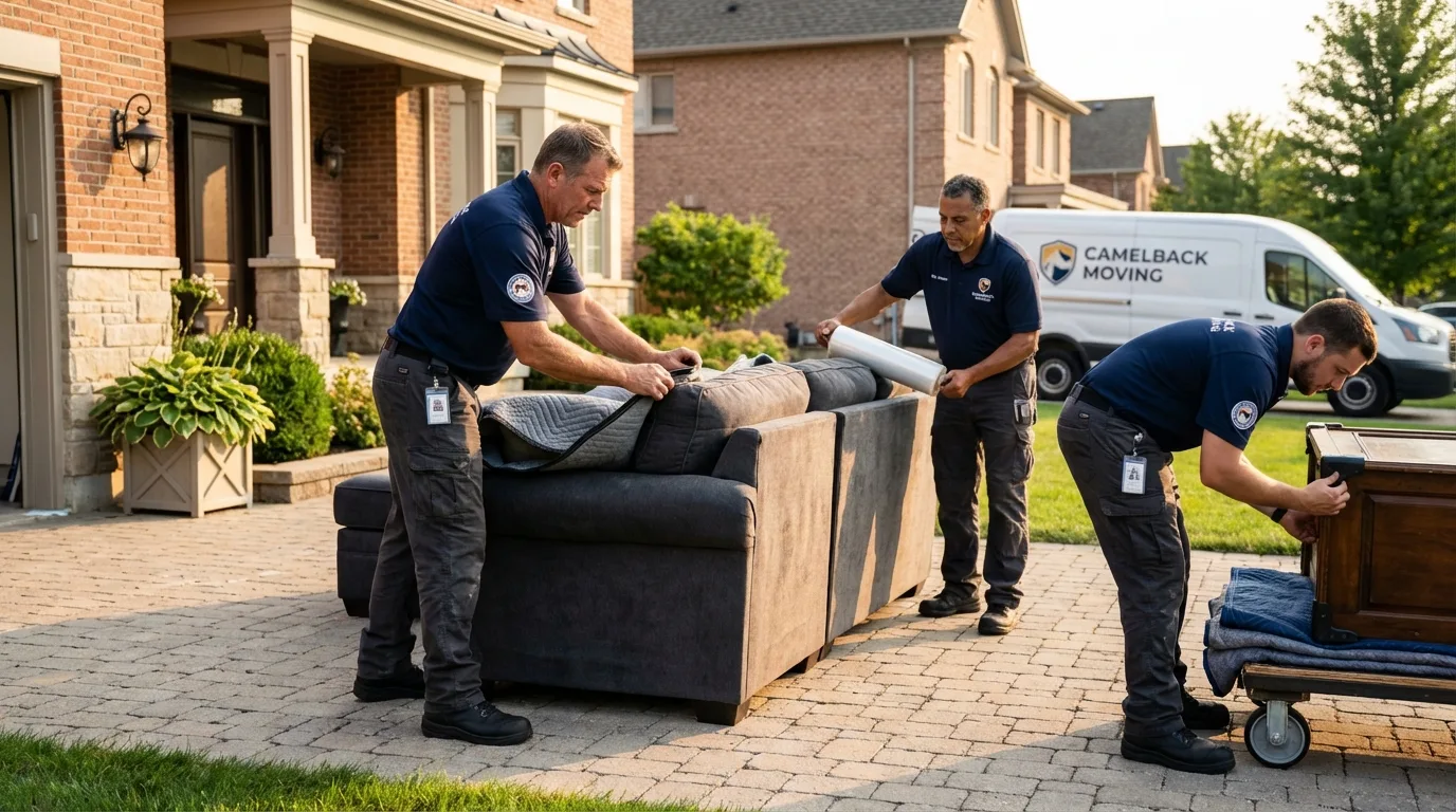 Large estate moving crew wrapping furniture in Hughson, CA